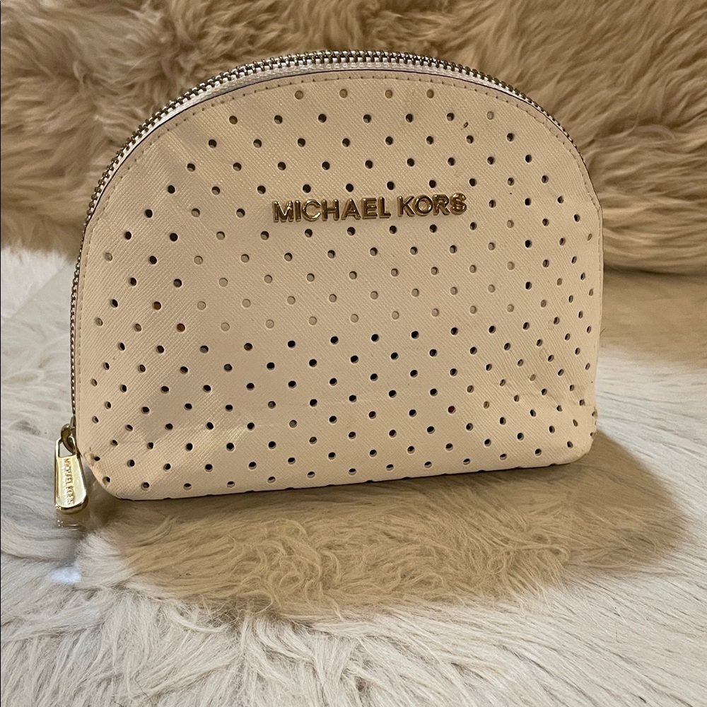 Michael Kors White Perforated Dome Pouch
